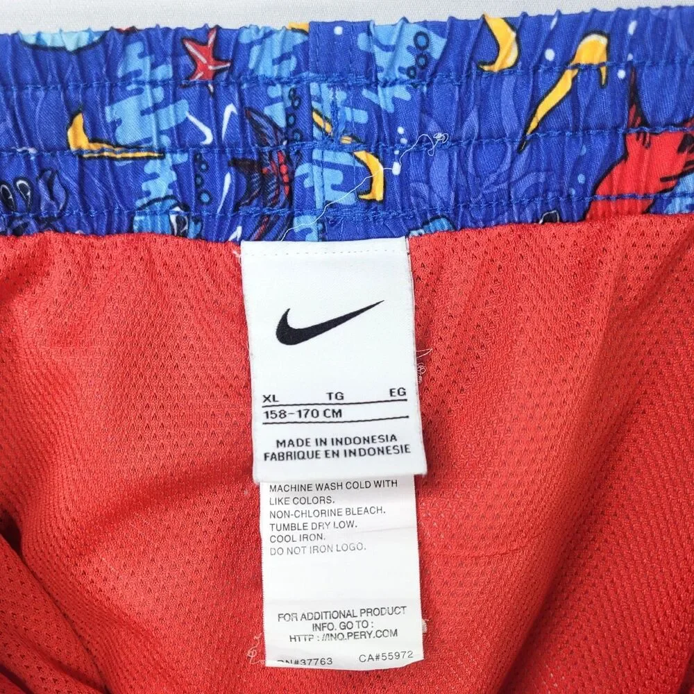 Nike Kids Boys Size XL Blue Hammerhead Shark Swim Shorts